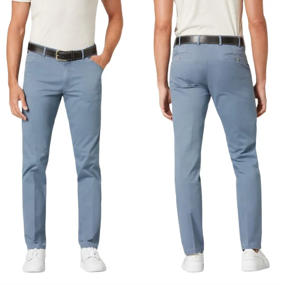 NWT Meyer Micro-Print Organic Cotton Chinos Chicago in blue - Picture 1 of 7